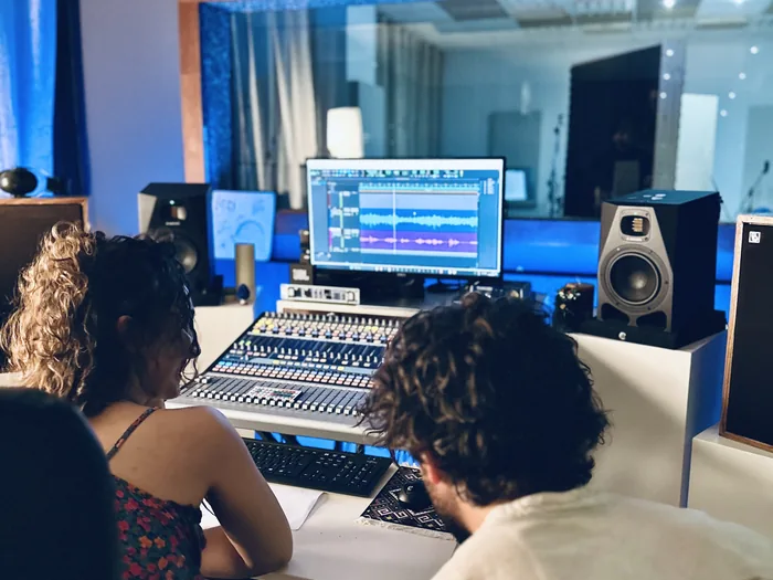 Session in progress at the SSL desk in the control room